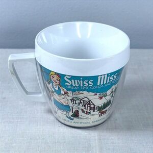 Vintage Swiss Miss Thermo-Serv Insulated Plastic Mug Winter Village Scene USA